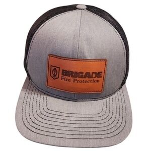 Brigade Fire Protection Trucker Hat Leather Patch Mesh Back Cap‎ Mens Gray Black